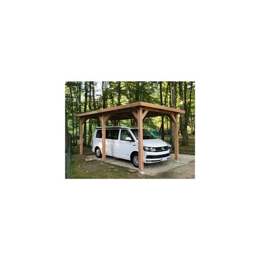 Abri Toit Plat, 350cmx550cm, Bois Douglas Français, Carport, Auvent...