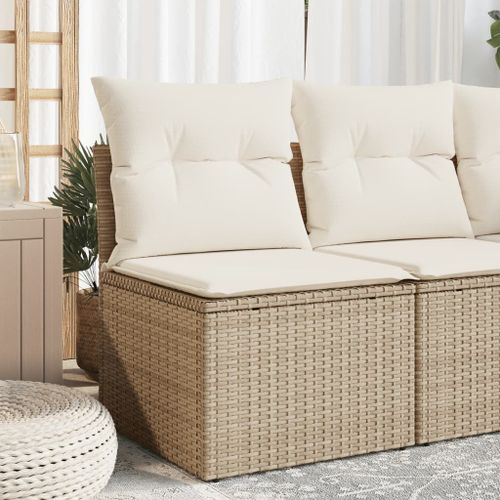 Vidaxl Canapé De Jardin Sans Accoudoirs Coussins Beige Résine Tressée