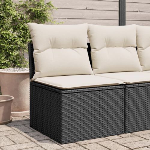 Vidaxl Canapé De Jardin Sans Accoudoirs Coussins Noir Résine Tressée