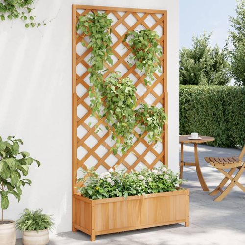 Vidaxl Jardinière Avec Treillis Marron Bois Massif De Sapin