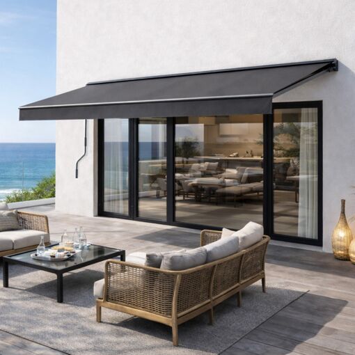Store banne manuel 3,95 x 2,5 m en aluminium avec