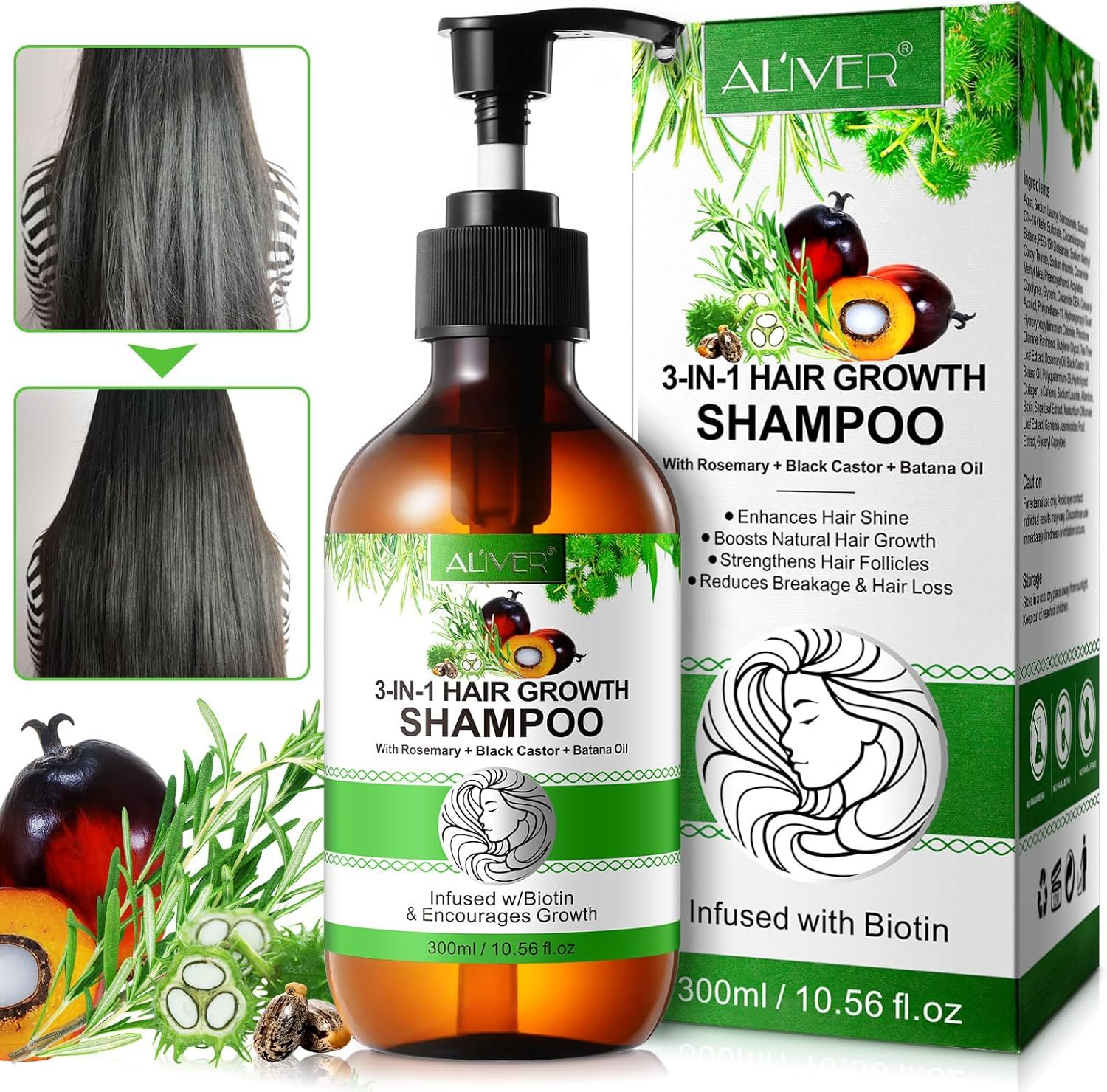 3 In 1 Shampoing Romarin Pousse Cheveux, Shampooing Au Romarin De C...