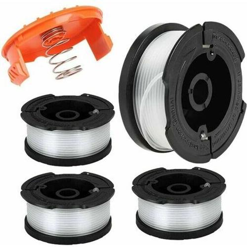 Bobine de fil en nylon Pièces de rechange pour coupe-bordures Black and Decker A6481 A6485 AF-100 Longueur de ligne 9,1 m Diamètre 1,65 mm Black & Decker AF-100, 4pcs