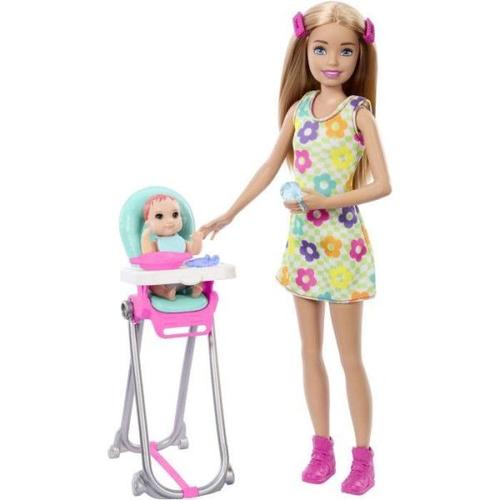 Coffret Babysitter Repas Bebe - Barbie - Htk35