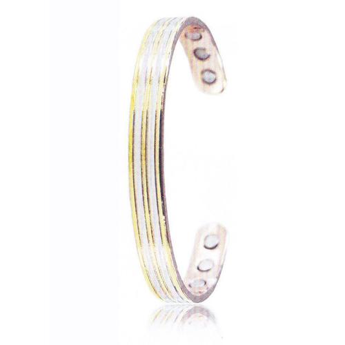 Bracelet Magnétique Cuivre + Flash Or Et Argent Longueur 16 Cm