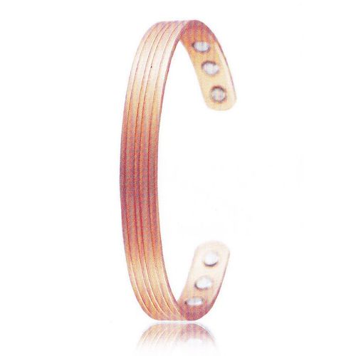 Bracelet Magnétique Cuivre Brossé Strié Mat Longueur 16 Cm