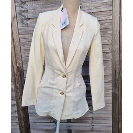 Veste Couleur Crème En Coton Naf Naf T34, Neuve