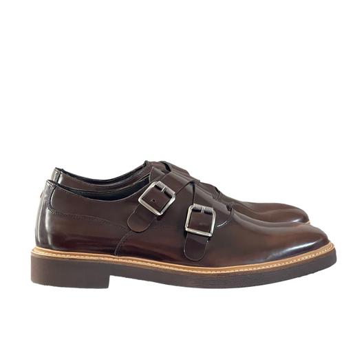 Chaussure Homme Derby Double Boucle Cuir Marron Geox Taille 43