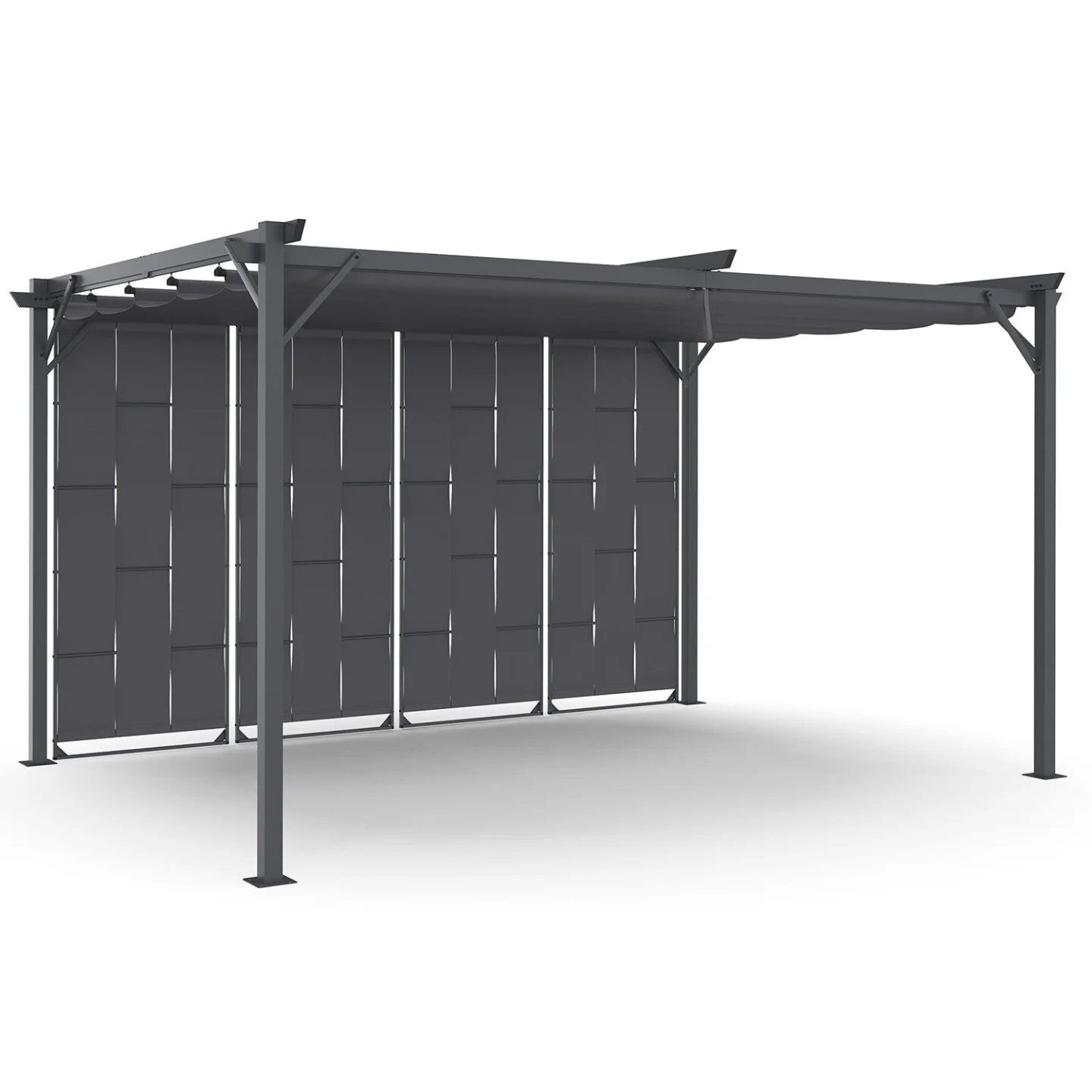 Pergola Persienne 3x4 M Gris Anthracite Avec Toit Rétractable Et 4 ...