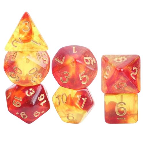7x Polydrique Ds Jeu De Socit Jeu De Ds Pour Dnd Jeu De Table Star Rouge Jaune