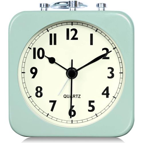 Ankilo Mini Réveil Analogique Silencieux Sans Tic-tac - Réveil Avec Fonction Snooze - Veilleuse - Fonctionne Avec Piles