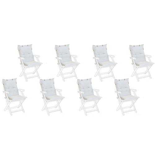 Set De 8 Coussins En Tissu Blanc Cass Pour Chaises De Jardin Maui