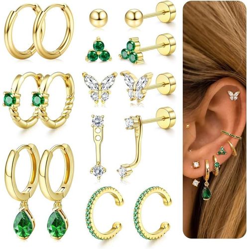 8 Paires De Boucles D'oreilles  Fond Plat Boucles D'oreilles  Cartilage Pour Piercing Multiple 20g Hypoallergnique Boucles D'oreilles Dlicates Boucles D'oreilles En Or Pour Femmes.[X1169]