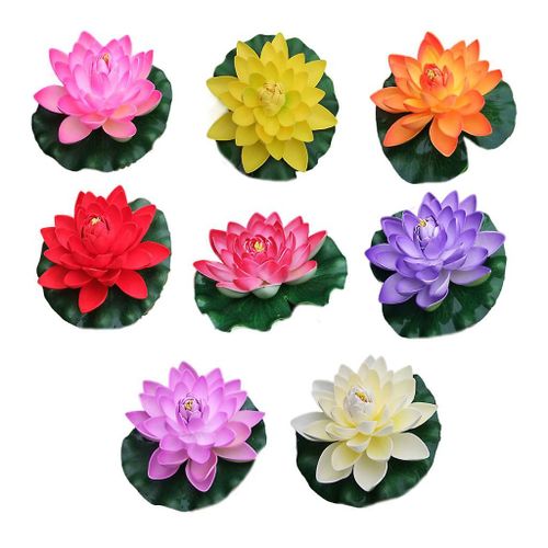 8 Pcs Artificial Lotus Water Lily For Pond Fish For Tank Countertop Deco (10cm/1