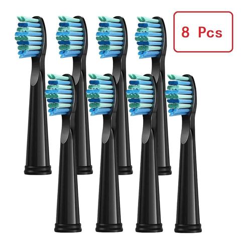 8 Pices Ttes De Brosse De Rechange Pour Seago Pour Fairywill Tte De Brosse  Dents lectrique Dupont Brosse  Poils Recharge Nettoyage Des Dents-8 Pcs Noirs