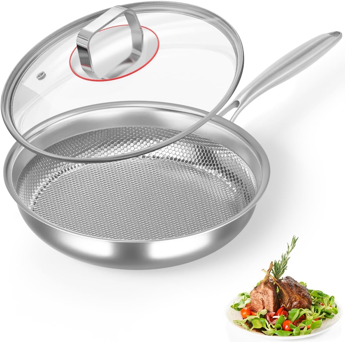 Subzonal-Poêle Inox 28 Cm Avec Couvercle, 5 Couches Poele Induction...