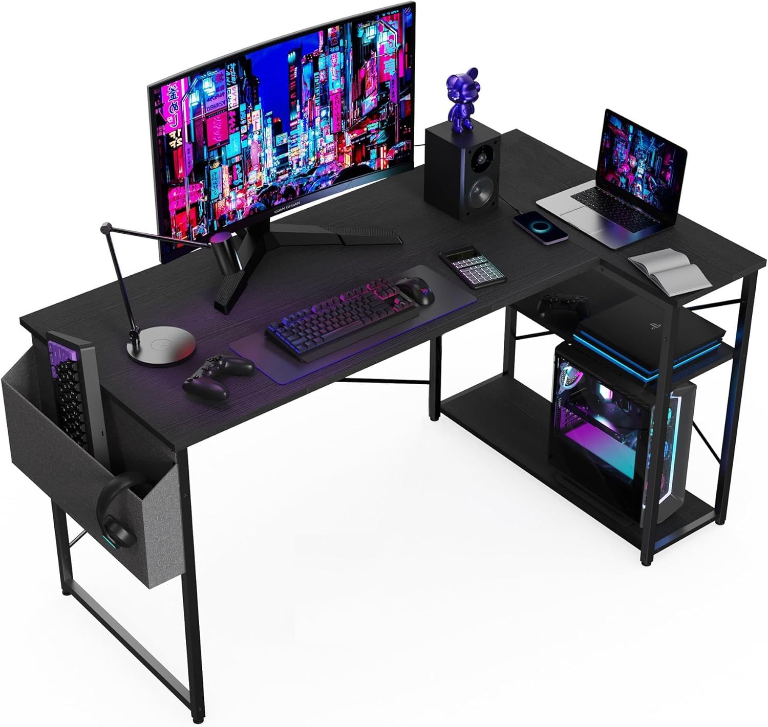 SUBZONAL-Bureau d'angle, 120x70 cm Gaming Petit Table Forme L Gamin...