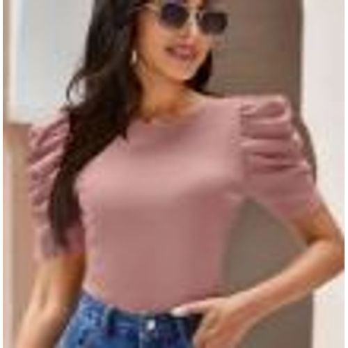 Elegant Haut De Manches Bouffantes - Couleur Rose Pale