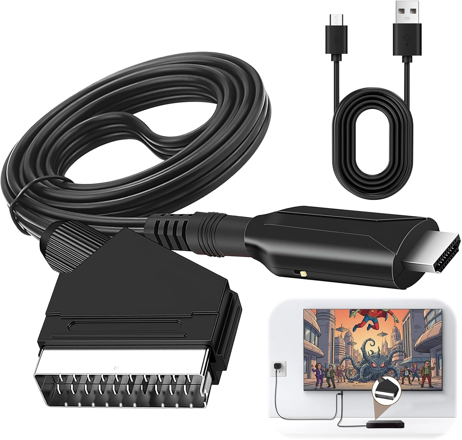 VornixorSarlshop-Convertisseur Péritel vers HDMI, Adaptateur Perite...