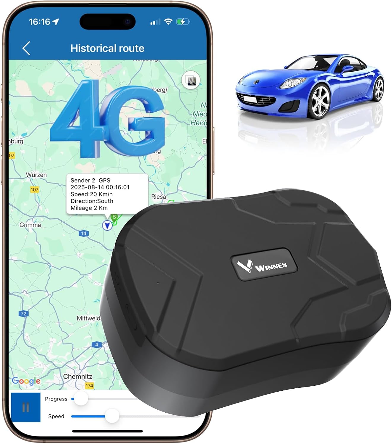 VornixorSarlshop-4G Tracker GPS 20000Mah TK905Pro Traceur GPS Voitu...