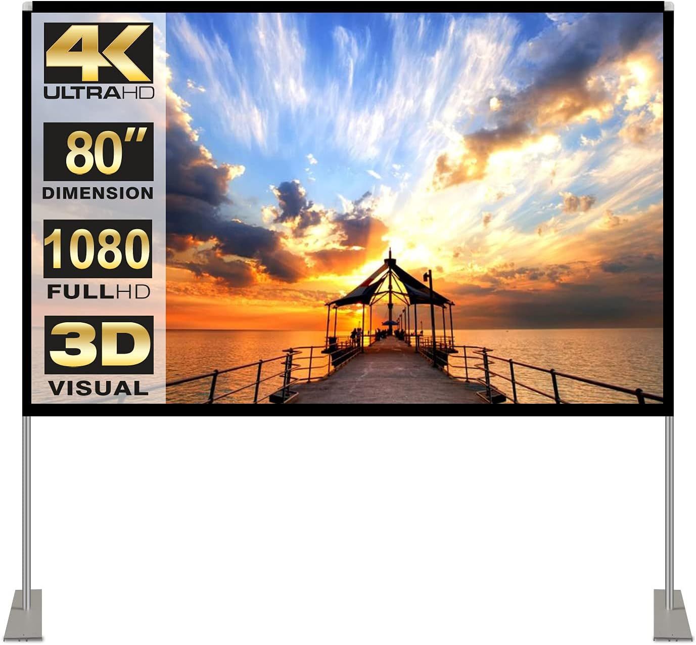 VornixorSarlshop-cran de Projection 80 Pouces 4K HD 16: 9 Ecran Pro...