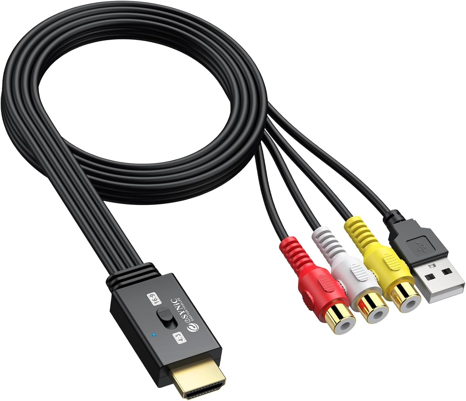 VornixorSarlshop-Convertisseur AV vers HDMI Adaptateur RCA vers HDM...