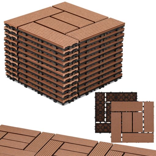 Wpc Carrelage Terrasse Marron Click Carrelage Balcon Jardin Terrass...