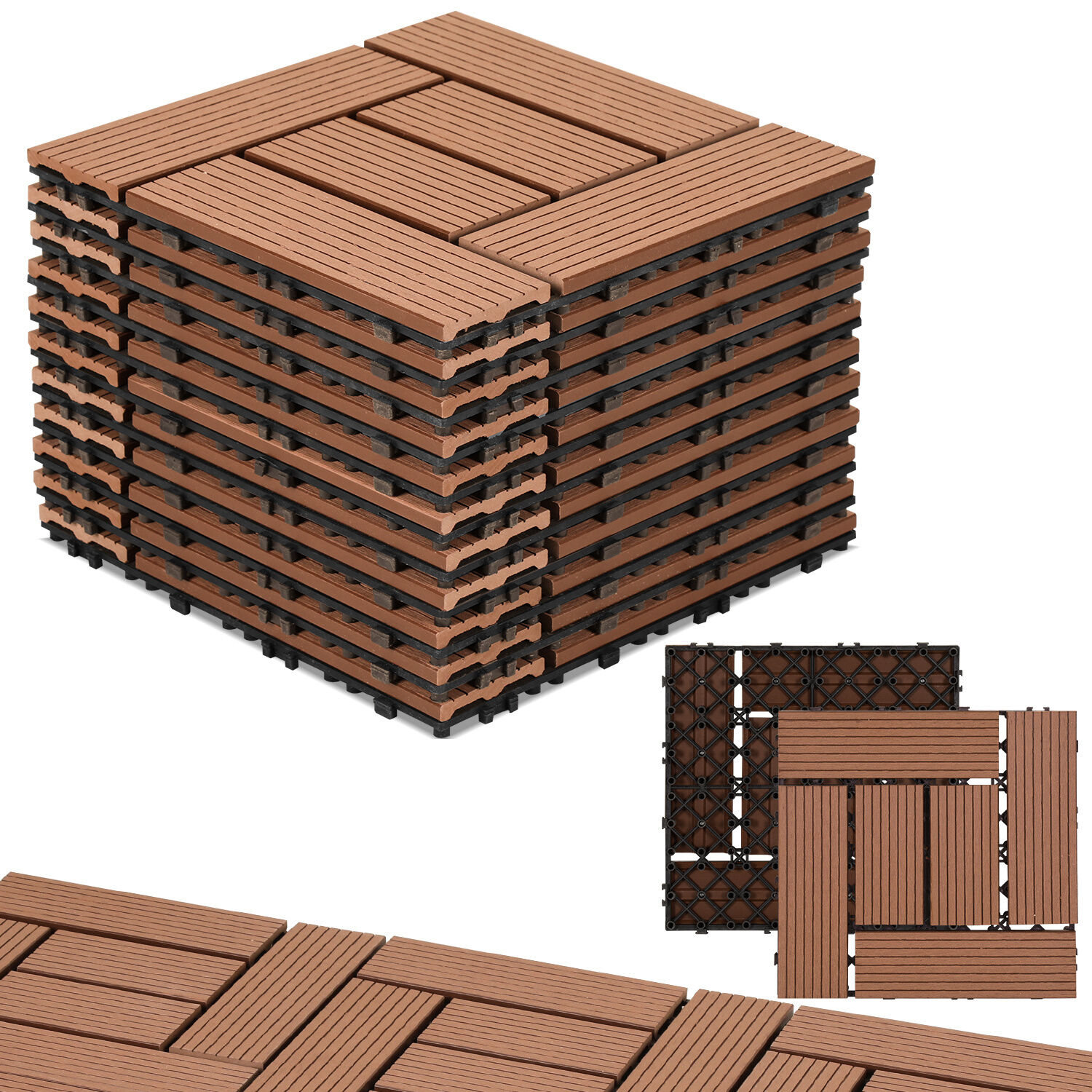 Wpc Carrelage Terrasse Marron Click Carrelage Balcon Jardin Terrass...