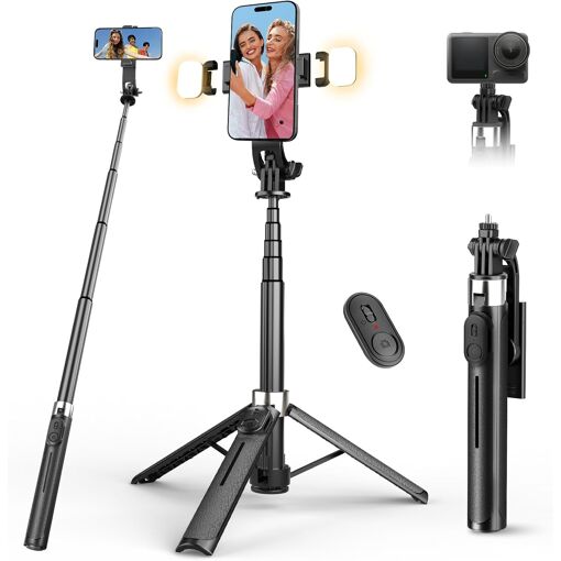MEVRONISSHOP-110cm Perche à Selfie avec Trépied et Lumière, Trepied...