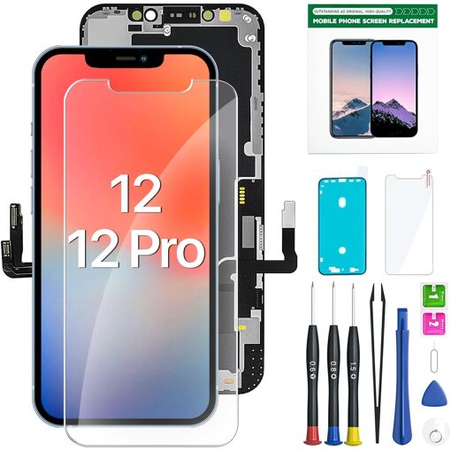 Mevronisshop-Ecran Pour Iphone 12/12 Pro Noir 6.1"" Pouces -Écran T...