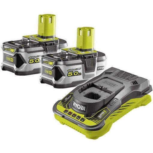 MEVRONISSHOP-Ryobi - Pack 2 Batteries 18V One+ 5.0 Ah & Son Chargeu...