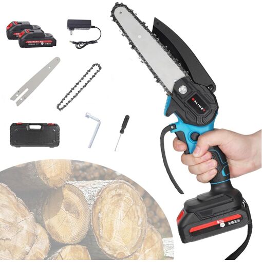 MEVRONISSHOP-Mini Tronçonneuse a Batterie, 6 Pouces Tronçonneuse Él...