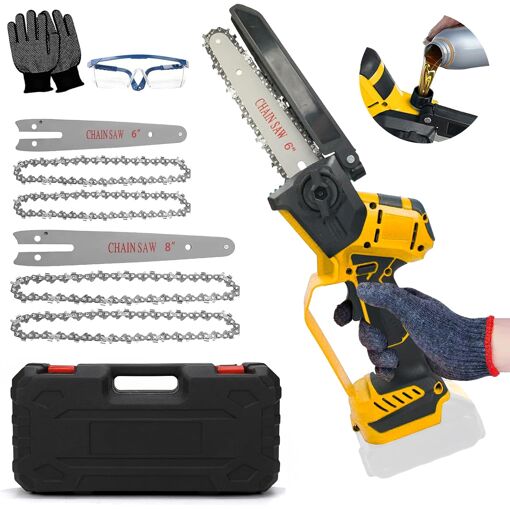 MEVRONISSHOP-Mini Tronçonneuse à Batterie, 6 & 8 Pouces Tronçonneus...