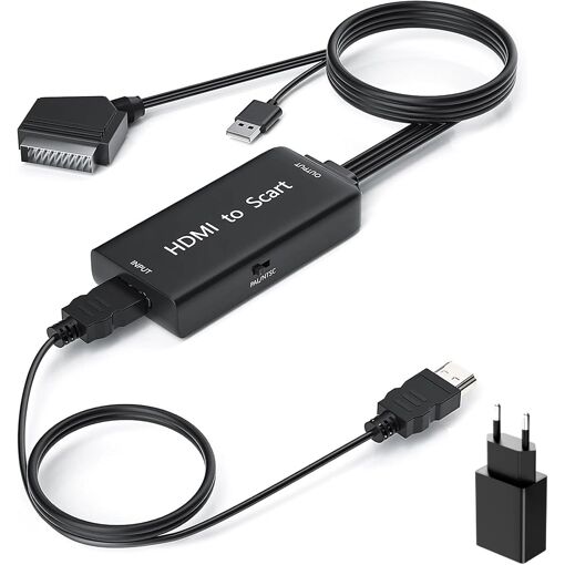 MEVRONISSHOP-Adaptateur HDMI Peritel avec Câbles HDMi, Convertisseu...