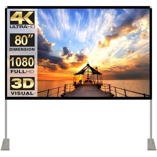 MEVRONISSHOP-cran de Projection 80 Pouces 4K HD 16: 9 Ecran Project...
