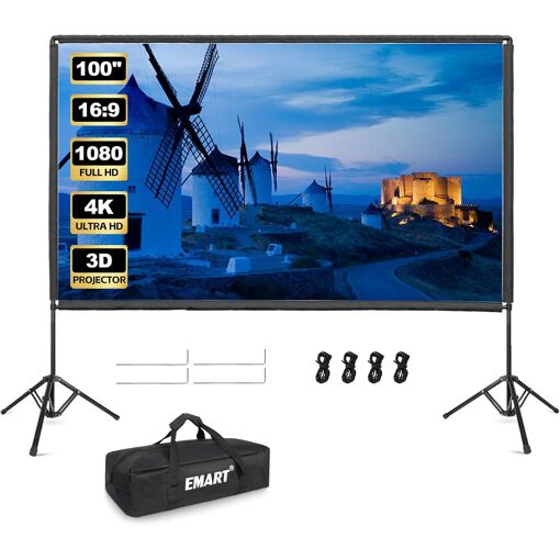 MEVRONISSHOP-cran de Projection avec Support 100 Pouces, Écran Vide...