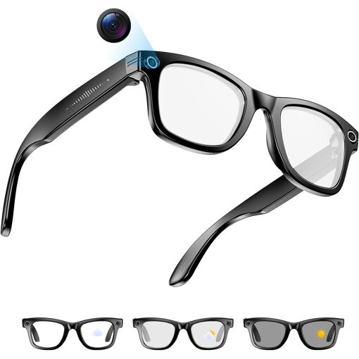 MEVRONISSHOP-AI Smart Glasses 4K Caméra HD 290mAh 800W Lunettes de ...