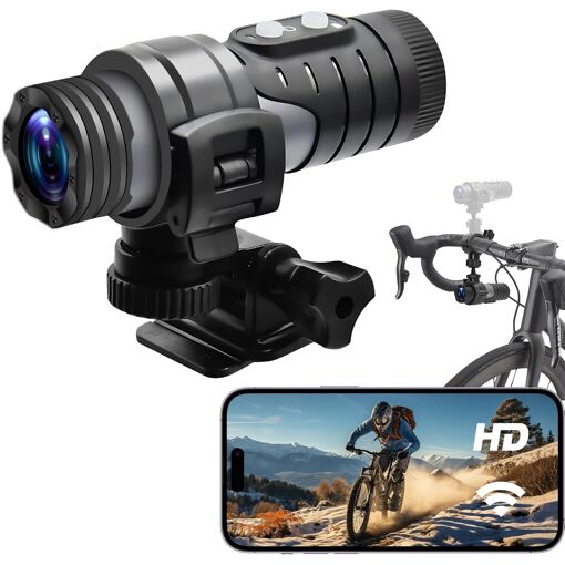 MEVRONISSHOP-Caméra d'action WiFi, Camera Moto 120°, Caméra Sport 1...