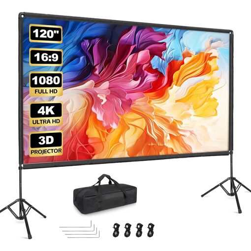 MEVRONISSHOP-cran de Projection avec Support 120 Pouces, Écran Vide...