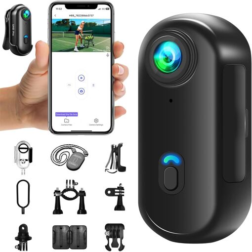 MEVRONISSHOP-Mini Caméra Sport 4K, Mini Caméra d'action WiFi, Camer...