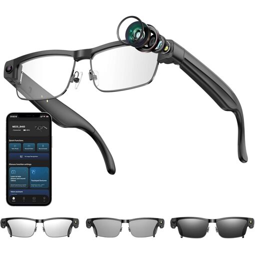 MEVRONISSHOP-AI Smart Glasses Caméra HD 4K 800 W Lunettes anti-trem...