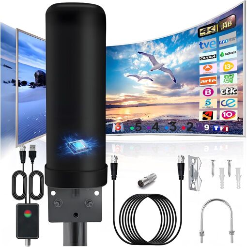 MEVRONISSHOP-Antenne TV Intérieur Extérieure Puissante, IP66 Antenn...