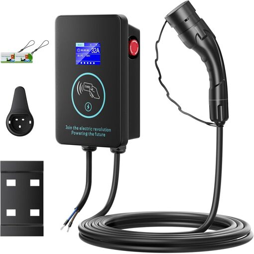 Mevronisshop-Ev Chargeur Type 2 Wallbox,7kw Ev Chargeur Monophasé T...