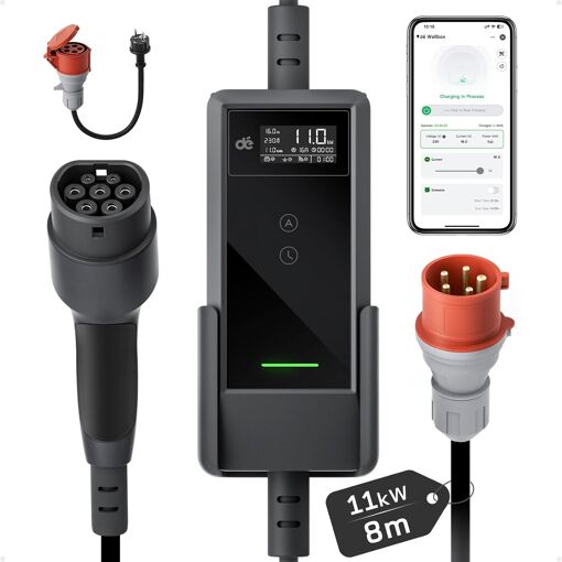 Mevronisshop-Wallbox Mobile 11 Kw Avec Application 8 M | 3 Phases |...