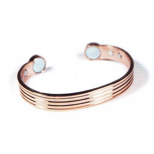 Bracelet Magnétique Cuivre Strié Large Longueur 18 Cm