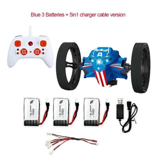 803-Bleu3B - Voiture jouet tlcommande 2.4G, Voiture rebondisnoyaux, Voiture sautante avec roues flexibles, Rotation, Veilleuse LED, Voiture robot RC, Cadeau VS SJ88