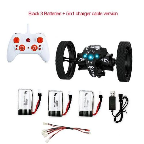 803-Noir3B - Voiture jouet tlcommande 2.4G, Voiture rebondisnoyaux, Voiture sautante avec roues flexibles, Rotation, Veilleuse LED, Voiture robot RC, Cadeau VS SJ88
