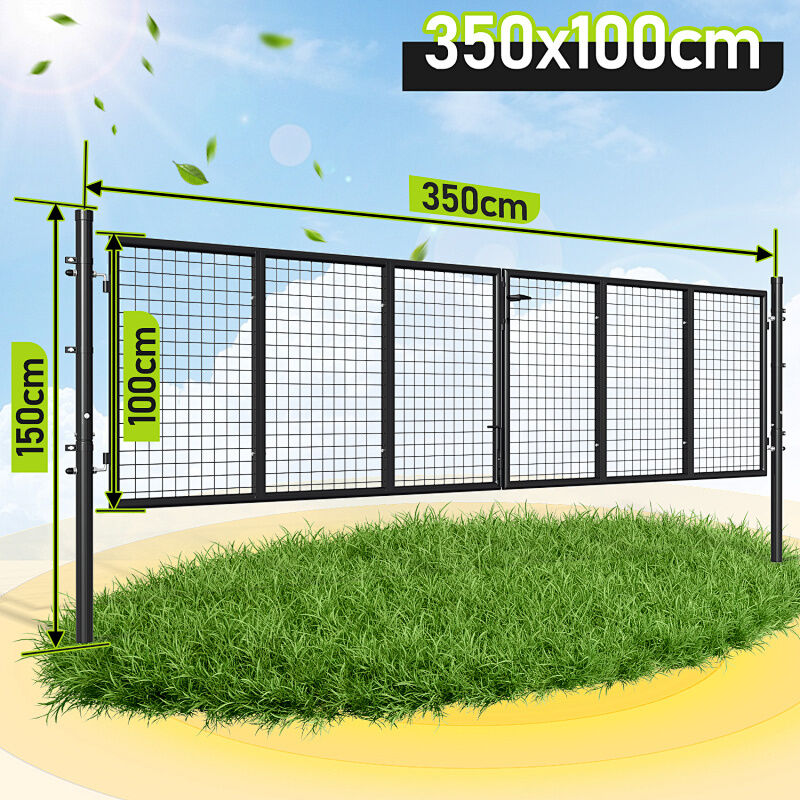 Portail De Jardin Double Battant - Anthracite, 350x100cm - Portillo...