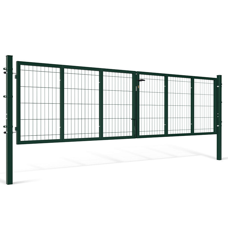 Portail De Jardin Double Battant - 350x100cm Vert- Portillon Grilla...