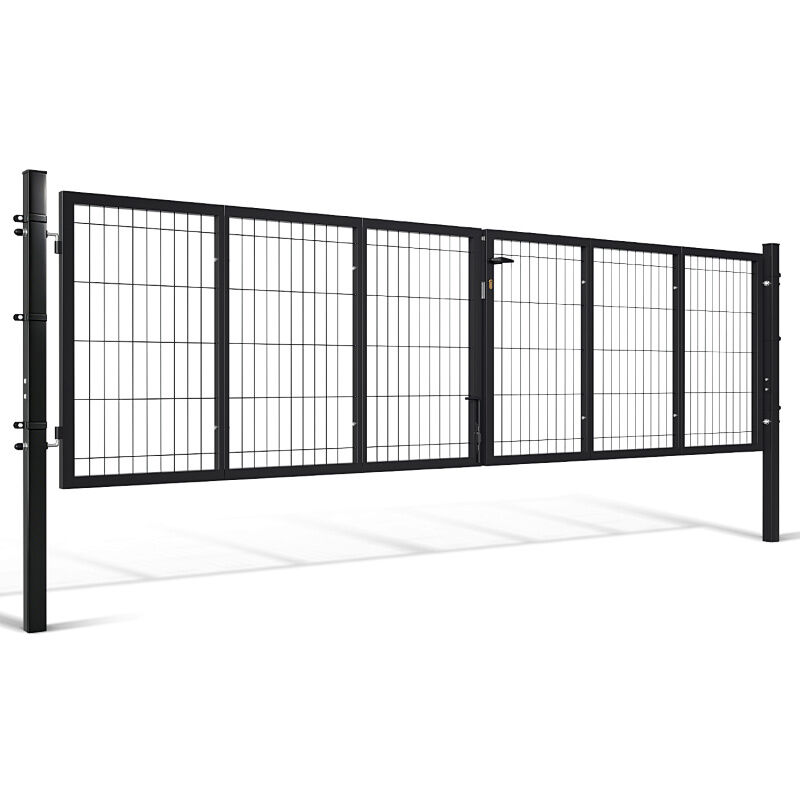 Portail De Jardin Double Battant - 350x100cm Anthracite - Portillon...